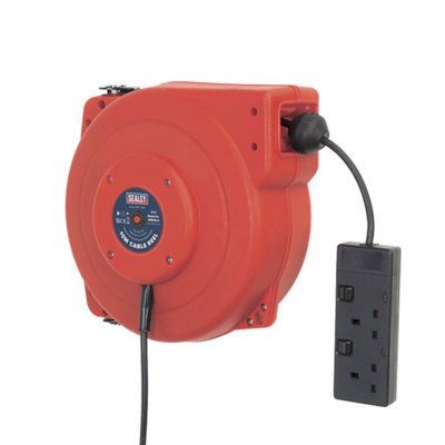 Sealey Cable Reel System Retractable 15m 2 x 230V Socket