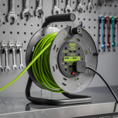 Sealey Cable Reel With Thermal Trip 4x 230V Sockets 25m Portable ...