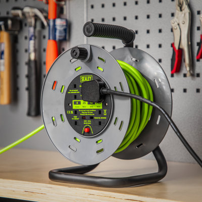 Sealey Cable Reel With Thermal Trip 4x 230V Sockets 25m Portable ...