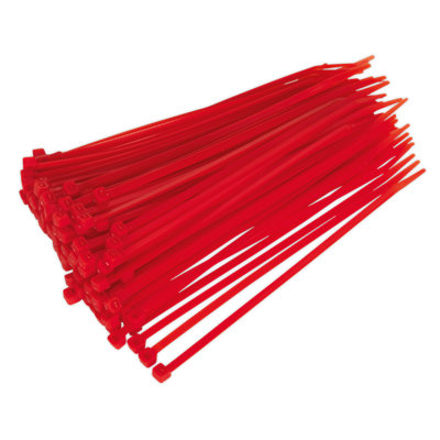 Sealey Cable Ties 200 x 4.8mm Heat Resistant Pack Of 100 Red CT20048P100R