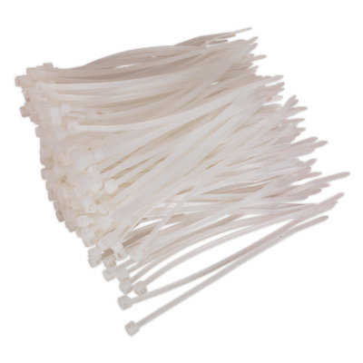 Sealey Cable Zip Ties Nylon Wraps 100mm x 2.5mm White - Pack of 200 CT10025P200W