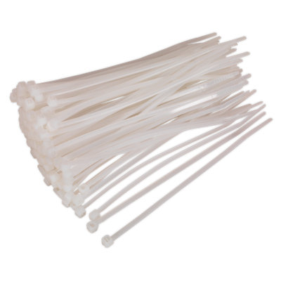 Sealey Cable Zip Ties Nylon Wraps 150mm x 3.6mm White Pack of 100 CT15036P100W