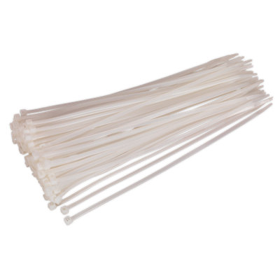 Sealey Cable Zip Ties Nylon Wraps 300mm x 4.8mm White Pack of 100 CT30048P100W