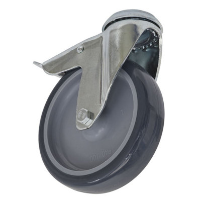Sealey Castor Wheel 100mm Bolt Hole Swivel With Total Lock 70kg Load SCW2100SBL