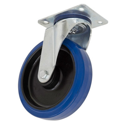 Sealey Castor Wheel 100mm Plate Swivel 100kg Load Blue Rubber SCW3100SPEM