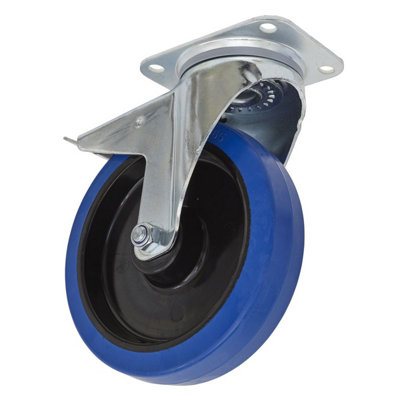 Sealey Castor Wheel 200mm Plate Swivel With Total Lock 400kg Load SCW3200SPL