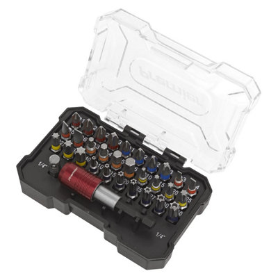 Sealey Colour-Coded Bit Set 32 Pieces Satin Chrome Plated Finish AK2110