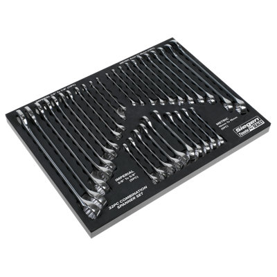 Sealey Combination Spanner Set 32 Pieces - Metric/Imperial Silver S01239