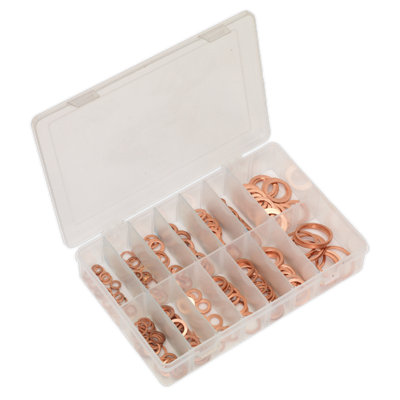Sealey Copper Sealing Washer Assortment With Partitioned Box 250pc AB020CW