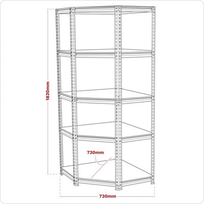 Sealey Corner Racking Unit 5 Level 150kg Capacity Per Level AP7150C