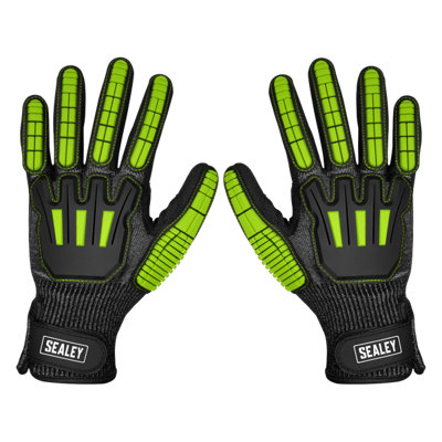 Sealey Cut & Impact Resistant Gloves Hook & Loop Wrist Strap Large SSP39L
