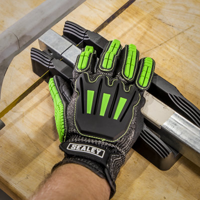 Sealey Cut & Impact Resistant Gloves Hook & Loop Wrist Strap Large SSP39L - 6