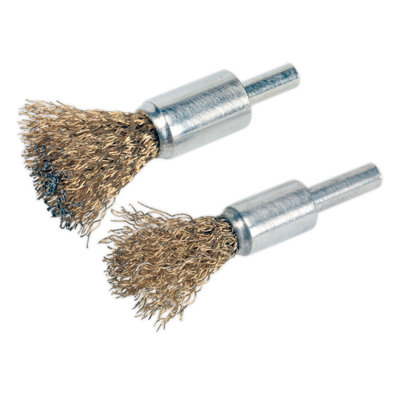 Sealey Decarbonising Brush Set Brassed and Crimped Steel 2 Pieces VS1801