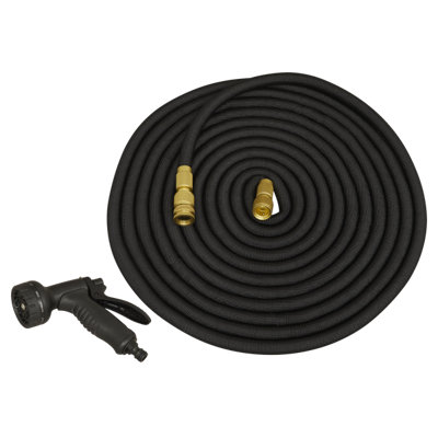 Sealey Diameter 17mm Premium Expandable Garden Hose With Spray Nozzle Black 15m GH15E