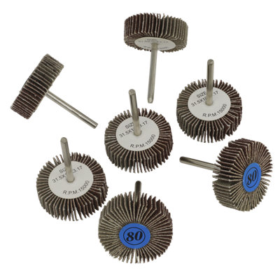 Sealey Diameter 30mm Rotary Tool Flap Wheel Surface Set 60 Grit x4 & 80 Grit x3 RTA7FW