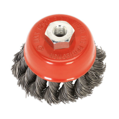 Sealey Diameter 65mm Twist Knot Wire Cup Brush With Steel Filaments M14 x 2mm TKCB651