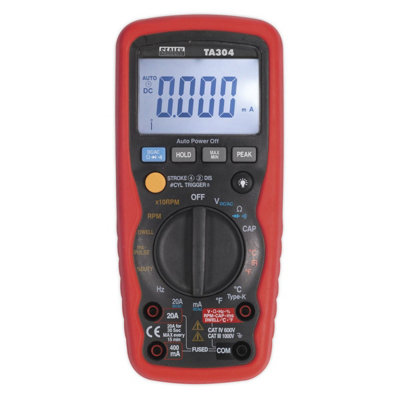 Sealey Digital Automotive Analyser 15-Function with Inductive Coupler/Infrared Temperature Probe TA304