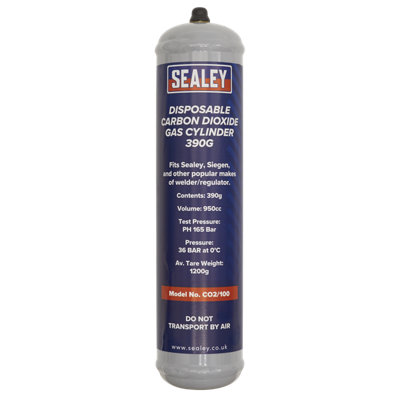 Sealey Disposable Carbon Dioxide CO2 Gas Cylinder 390g For Mobile Welder CO2/100