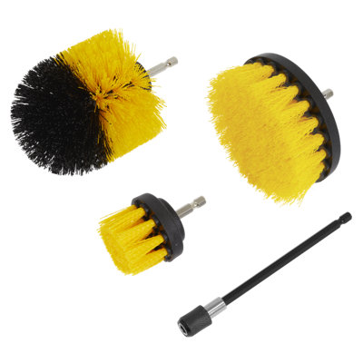 Sealey Drill Brush Set 4pc 6.35mm Shank Heavy Duty With Magnetic Bit Holder DBS4