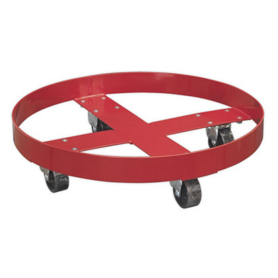 Sealey Drum Dolly With Four Large Diameter Metal Castors 205 Litres - Red TP205