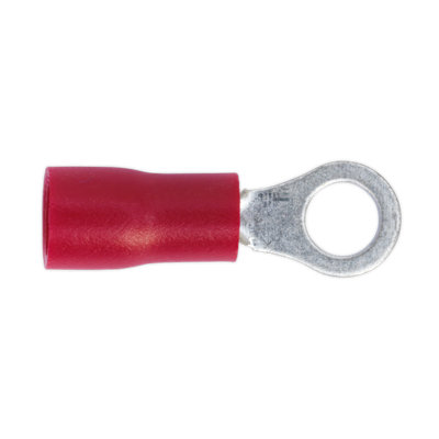 Sealey Easy Entry Ring Wire Terminal 4.3mm 4BA Electrical Red Pack of 100 RT24