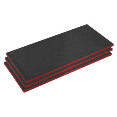Sealey Easy Peel Shadow Foam Red/Black 30mm Pack of 3 Pieces Tray Insert SFPK30R
