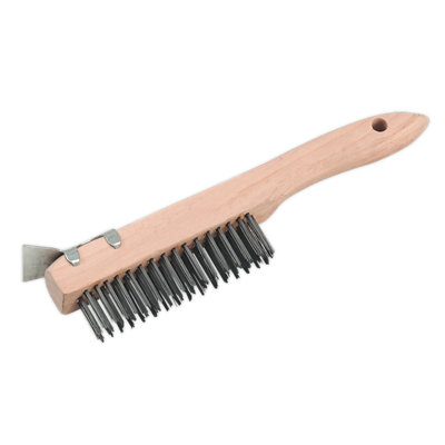 Sealey Engineers Wire Brush With Steel Fill & Scraper Wooden 260mm WB03