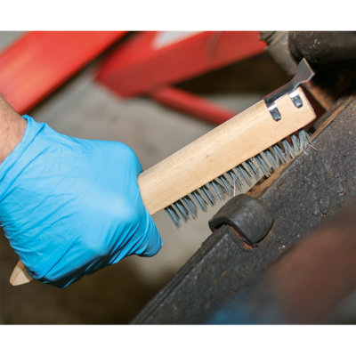 Sealey Engineers Wire Brush With Steel Fill & Scraper Wooden 260mm WB03