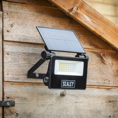 Sealey Extra-Slim Solar Floodlight Torch Lamp With Wall Bracket 20W SMD LED