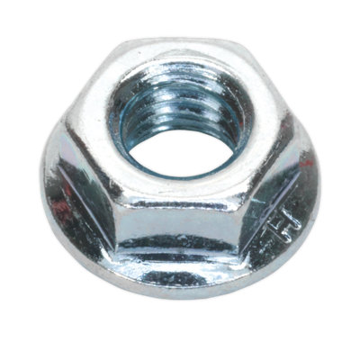 Sealey Flange Nut Serrated M6 Zinc Plated DIN 6923 Silver Pack of 100 Pieces FN6