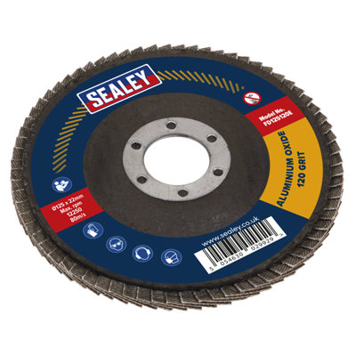 Sealey Flap Disc Aluminium Oxide Size 125mm 22mm Bore 120 Grit FD125120E