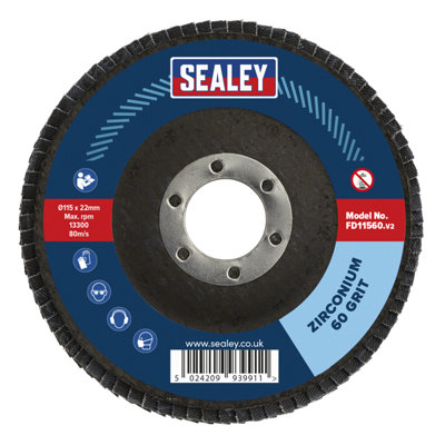 Sealey Flap Disc Zirconium 115mm 22mm Bore 60 Grit Abrasive Flaps FD11560 - 4