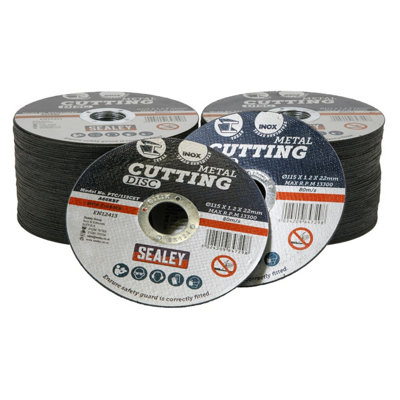 Sealey Flat Cutting Disc 115 x 1.2mm 22mm Bore x100 Pieces PTC/115CET100