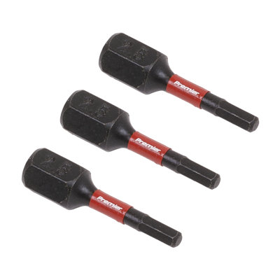 Sealey Hex 2.5mm Impact Power Tool Bits Forged From S2 Steel 25mm 3 Pcs AK8210