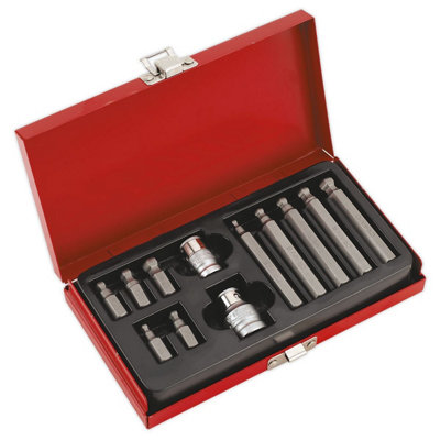 Sealey Hex Ball-End Socket Bit Set 7 Pieces Metric 3/8" Square Drive 62mm AK621