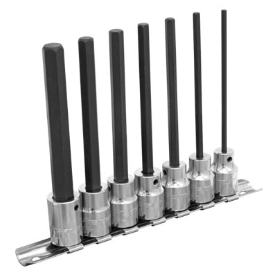 Sealey Hex Socket Bit Set 7 Pieces 3/8" Square Drive 110mm Metric AK62254