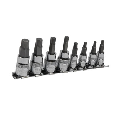Sealey Hex Socket Bit Set Lock-On 8pc 1/4" & 3/8" Square Drive Imperial AK65602