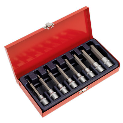 Sealey Hex Socket Bit Set Satin Finish 8 Pieces 1/2