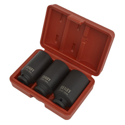 Sealey Impact Hub Nut Socket Set 3pc 12-Point 1/2"Sq Drive SX051