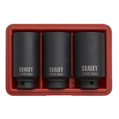 Sealey Impact Hub Nut Socket Set 3pc 12-Point 1/2"Sq Drive SX051