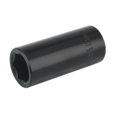 Sealey Impact Socket 18mm Deep 3/8" Square Drive Chrome Vanadium Black IS3818D