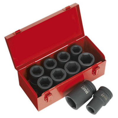 Sealey Impact Socket Set 10pc Deep 1"Sq Drive Metric/Imperial AK689