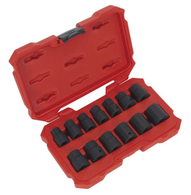 Sealey Impact Socket Set 13 Pieces 1/2" Square Drive 6 Point Metric AK5616M