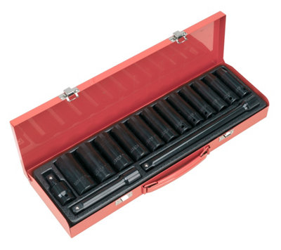 Sealey Impact Socket Set 15pc 1/2"Sq Drive Deep Metric AK5815M