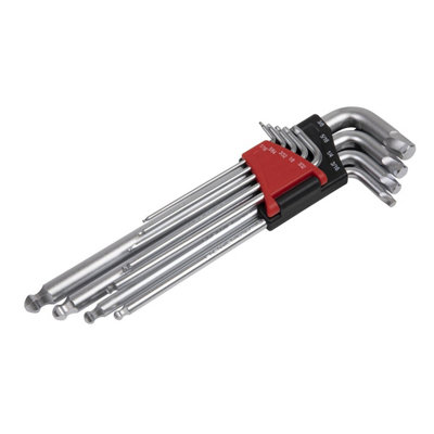 Sealey Imperial Lock-On Ball-End Hex Key Set Chrome Molybdenum Steel 9pc AK7181