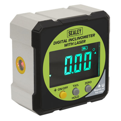 Sealey Inclinometer Digital With Laser LCD Display Absolute Zero ...