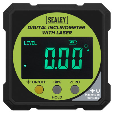 Sealey Inclinometer Digital With Laser LCD Display Absolute Zero Measure AK9991