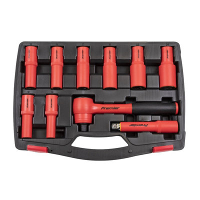 Sealey Insulated Socket Set 10 Pcs 1/2" Square Drive 6 Point VDE Approved AK7943