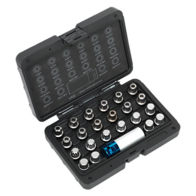 Sealey Locking Wheel Nut Key Set 1/2" Square Drive Socket 23 Pcs For VW Audi Group SX210