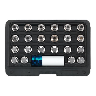 Sealey Locking Wheel Nut Key Set 1/2" Square Drive Socket 23 Pcs For VW Audi Group SX210